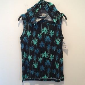 CCO Black Palm Hooded Muscle Tee